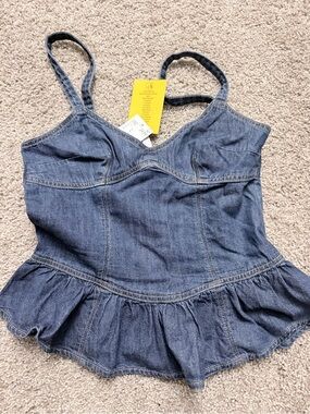 H&M Denim Peplum Camisole - Blue